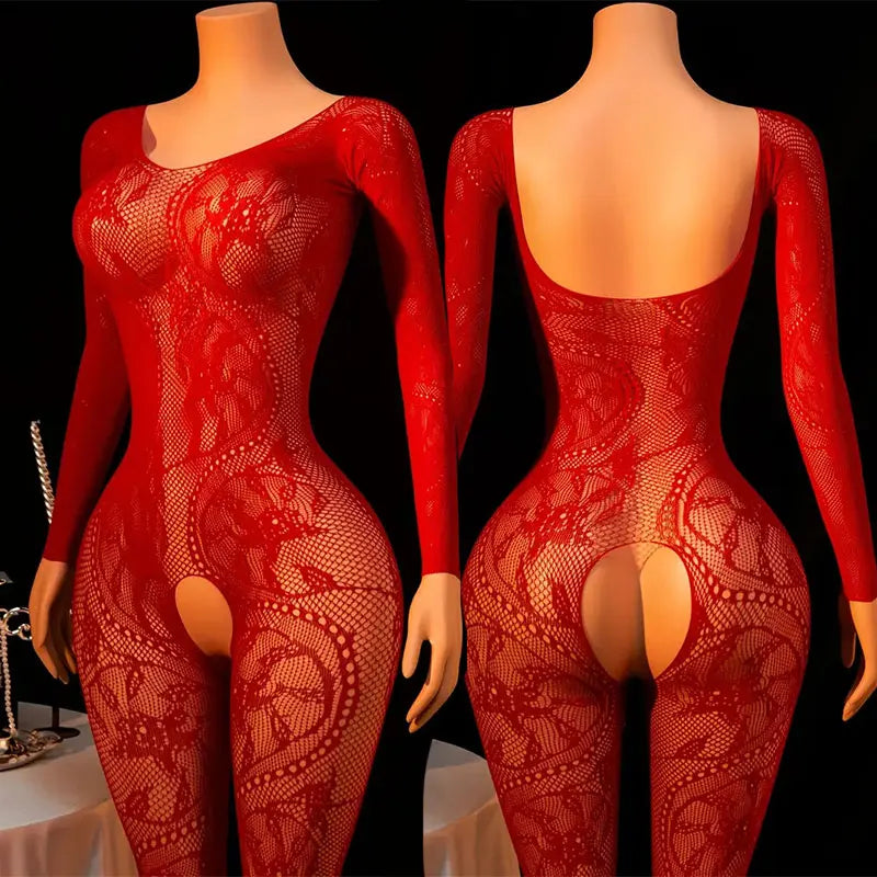 Hot One-Piece Open-Front Bra Crotchless Lingiere Women Sensual Night Wear Transparent Garter Belt Underwear Ultra-Thin Bodysuit