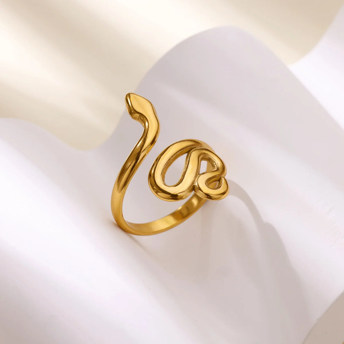 Zirkon-Schlangenringe für Damen und Herren Edelstahl Goldfarben Offener verstellbarer Ring Vintage Gothic Ästhetik Schmuck anillos mujer