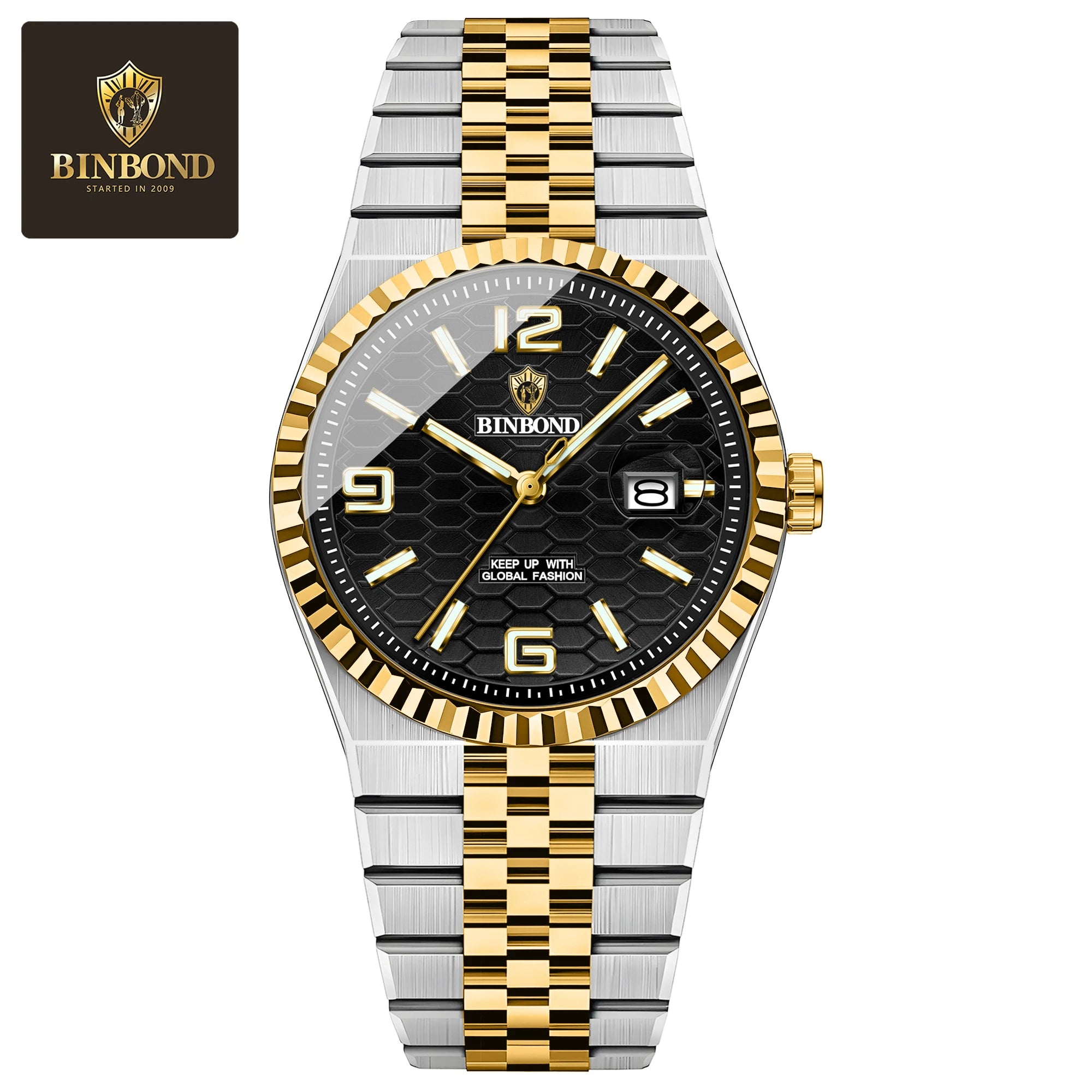 BINBOND Reloj de Hombre Original de Alta Calidad Impermeable Luminoso Fecha Lujo Reloj de Hombre de Acero Inoxidable Relojes de Cuarzo para Hombre Masculino