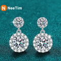 NeeTim 1ct Moissanit-Ohrringe für Damen, S925 Sterlingsilber, 18k Weißgold plattiert, Diamant-Hängeohrringe, Geschenke mit Zertifikat