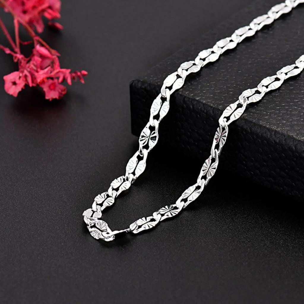Cadenas planas de plata fina 925 para hombre y mujer, para bodas, fiestas, joyas, regalos de Navidad, 45-75 cm