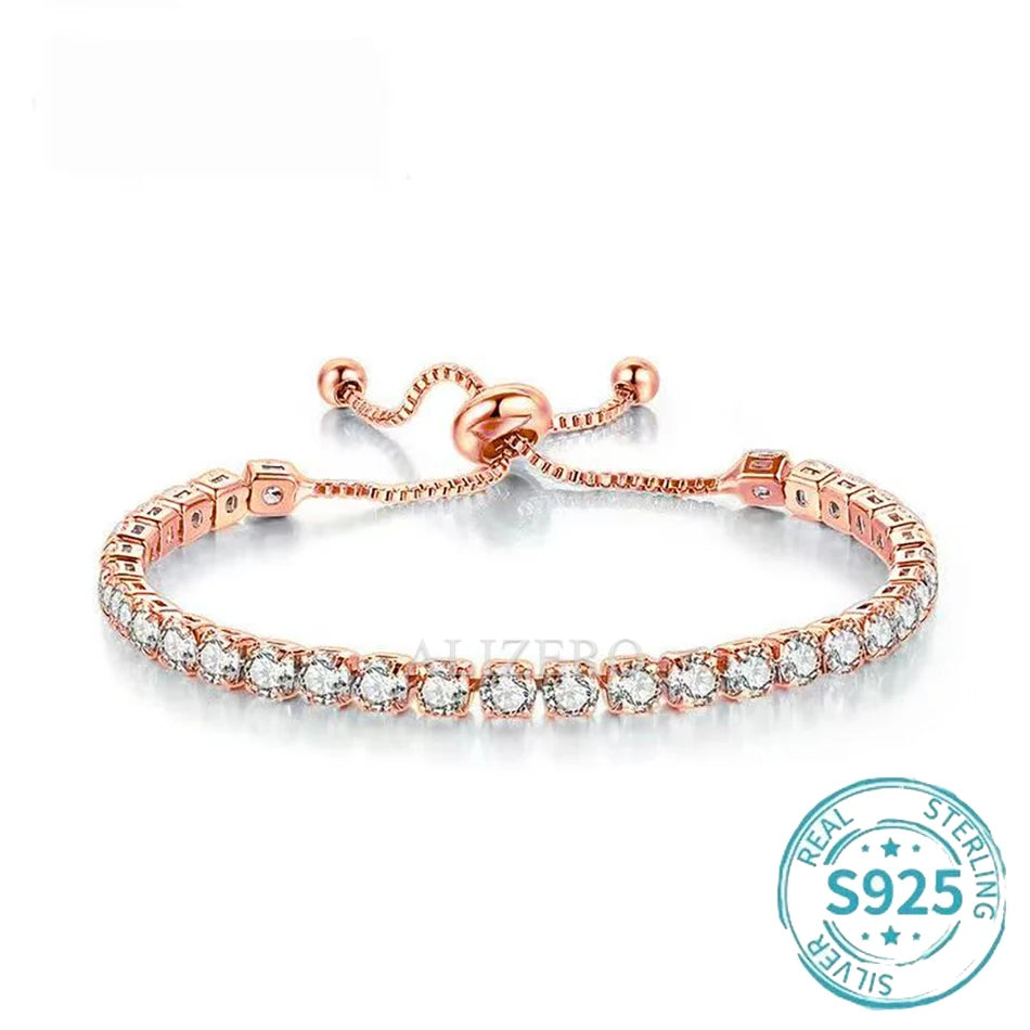 ALIZERO S925 Sterling Silber Armband Original Mehrfarbige Zirkonia Tennisarmbänder für Damen Mode Luxus Charm Schmuck