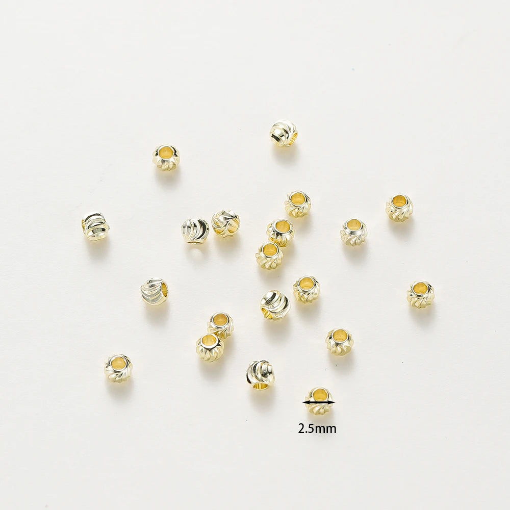 50 unidades de accesorios de joyería DIY chapados en oro de 14K y 18K, cuentas de flores cortadas a rayas de 2,5, 3, 4, 5 y 6 mm, cuentas espaciadoras a granel para manualidades de abalorios