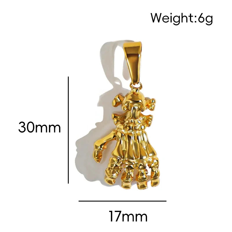 Colgante de Acero Inoxidable Chapado en Oro de 18K Retrato de Faraón Egipcio Vintage Cráneo de León y Encantos de Mano Fantasma Joyería de Moda