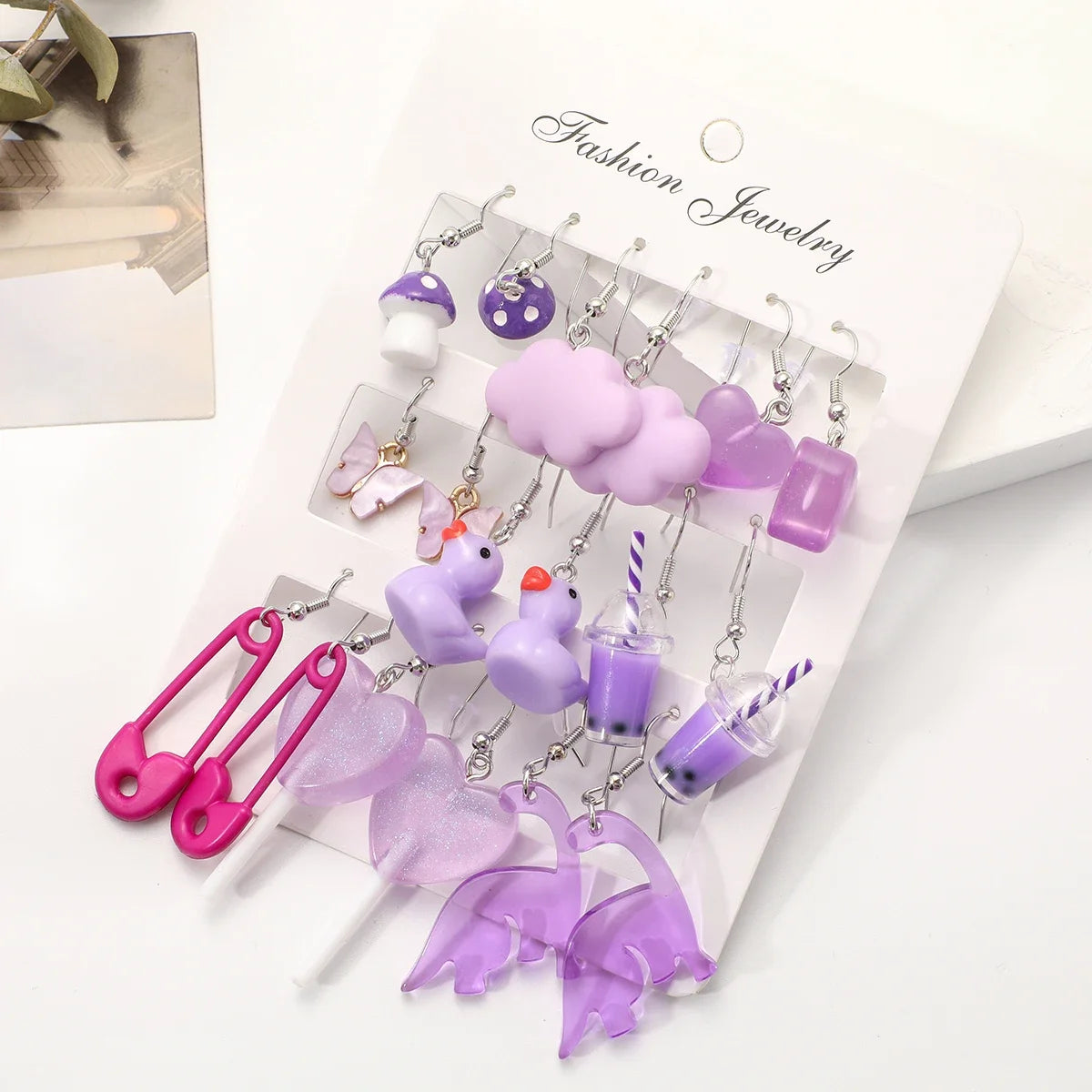 Cartoon Tier Ohrringe Set für Frauen Neue Y2K Mädchen Niedliche Bunte Geometrische Acryl Ente Liebe Drop Ohrringe Trendy Schmuck Geschenke
