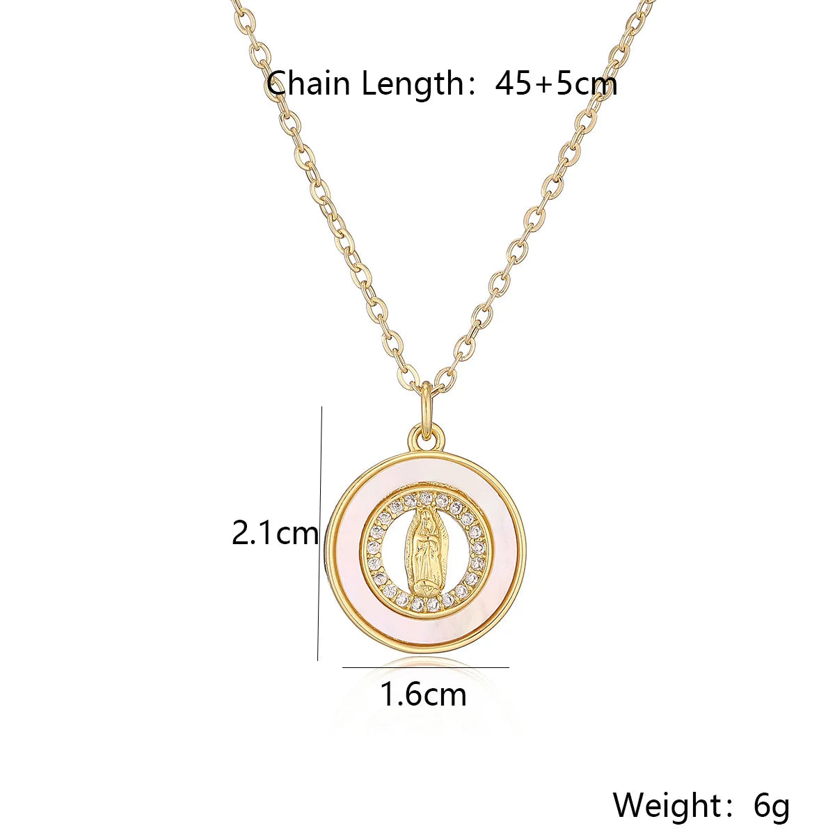 NEWBUY High Quality Women's Religious Jewelry Copper CZ Zircon Inlay Virgin Mary Pendant Stainless Steel Chain Necklace