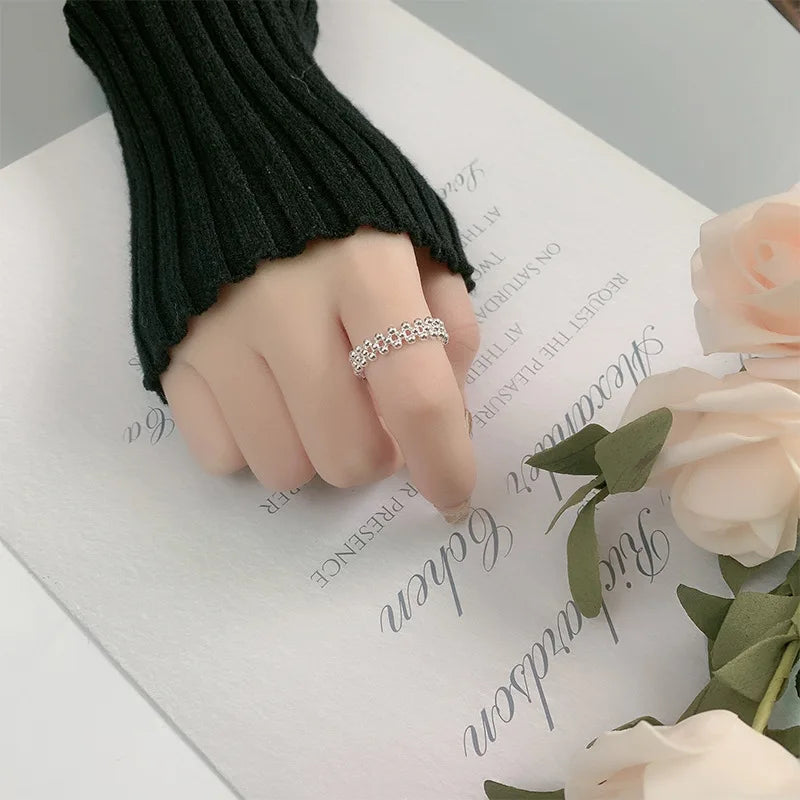 925 Sterling Silber Zweischichtiger Kugel Offener Ring Für Damen Hochzeit Luxus Qualität Schmuck Zubehör Schmuck Argent 925
