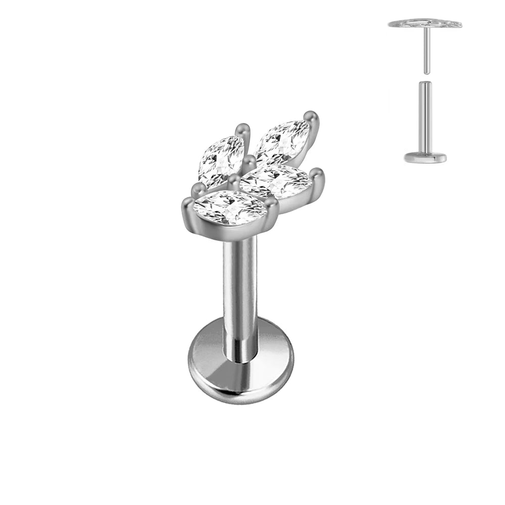ASTM F136 G23 Titan Herzförmiger Ohrstecker 16G 18G 20G Threadless Piercing Butterfly Push-in Lippenstecker Daith Labret Conch