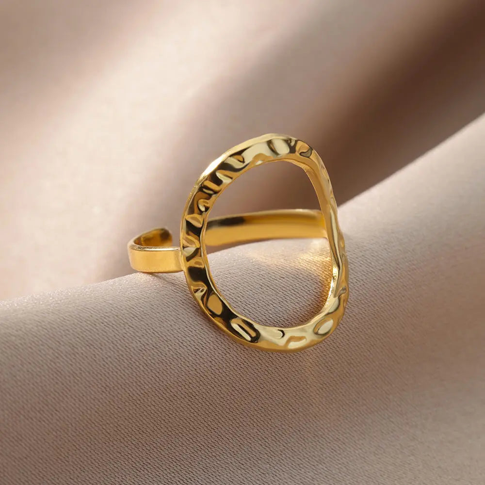 Anillos Irregulares Huecos Para Mujer De Acero Inoxidable Color Dorado Anillo Geométrico Fiesta Joyería De Navidad Regalo Envío Gratis