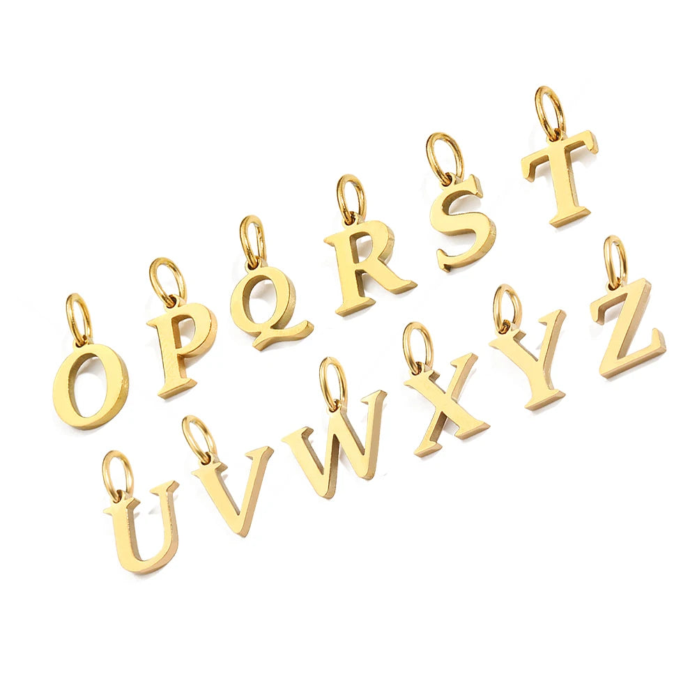 Initial Alphabet Pendant Stainless Steel Charms for Making Necklace Minimalism DIY Accessories Gift Women's Jewelry Wholesale