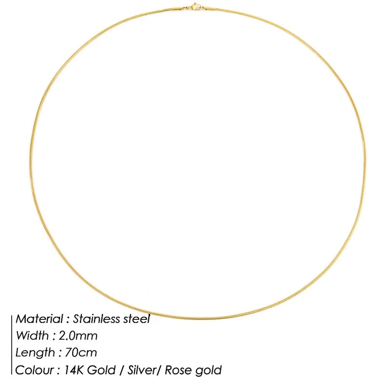 SUNIBI Stainless Steel Necklaces for Women Gold Color Basic Punk Link Chain Necklace Solid Metal Jewelry Wholesale/dropshipping