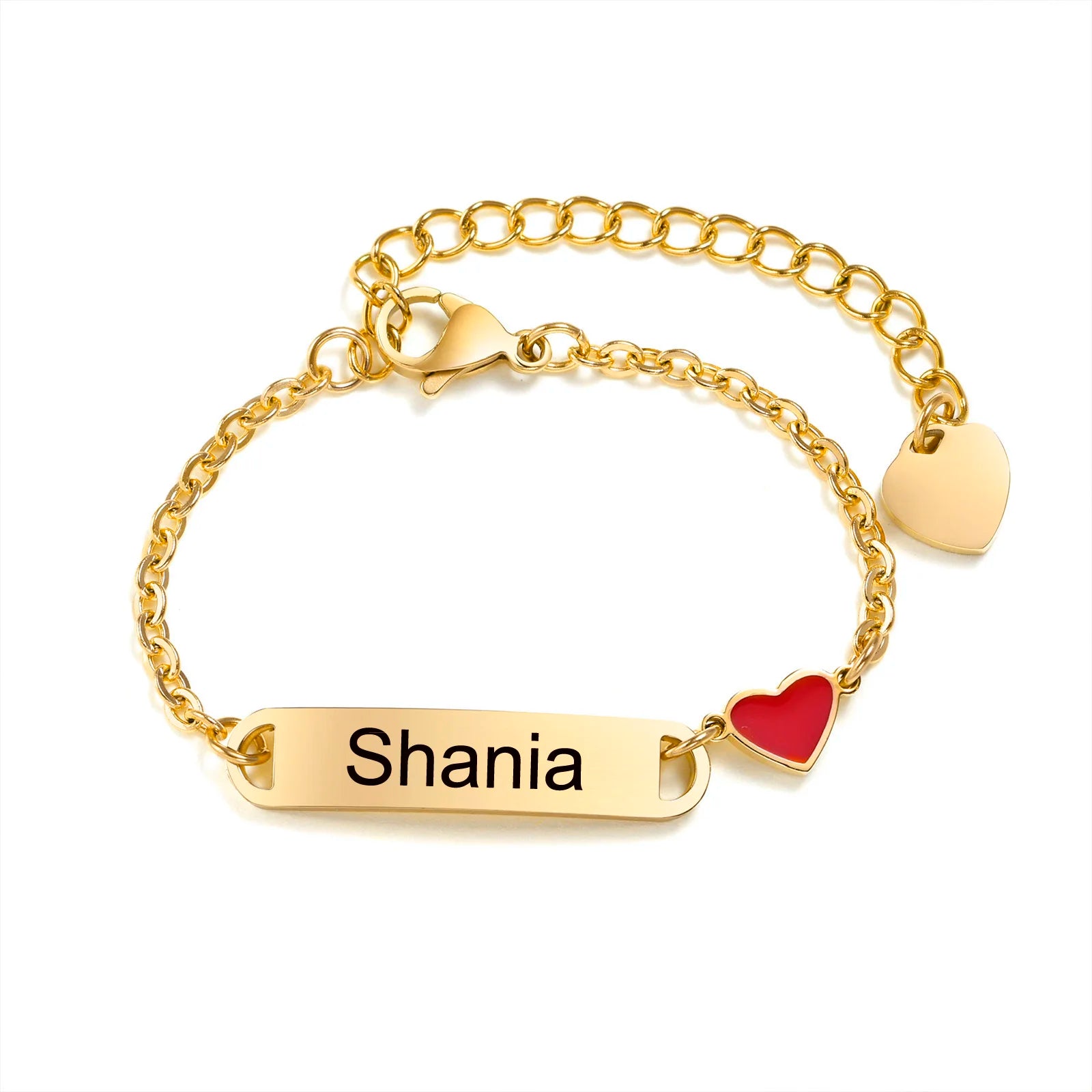 Personalisiertes Herz-Armband für kleine Mädchen/Jungen, gravierbares ID-Namensarmband, personalisiertes Edelstahlketten-Geburtstagsgeschenk