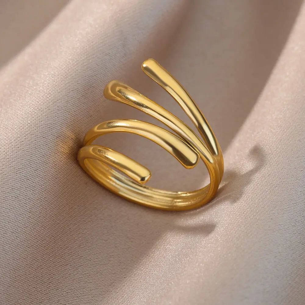Anillos Irregulares Huecos Para Mujer De Acero Inoxidable Color Dorado Anillo Geométrico Fiesta Joyería De Navidad Regalo Envío Gratis