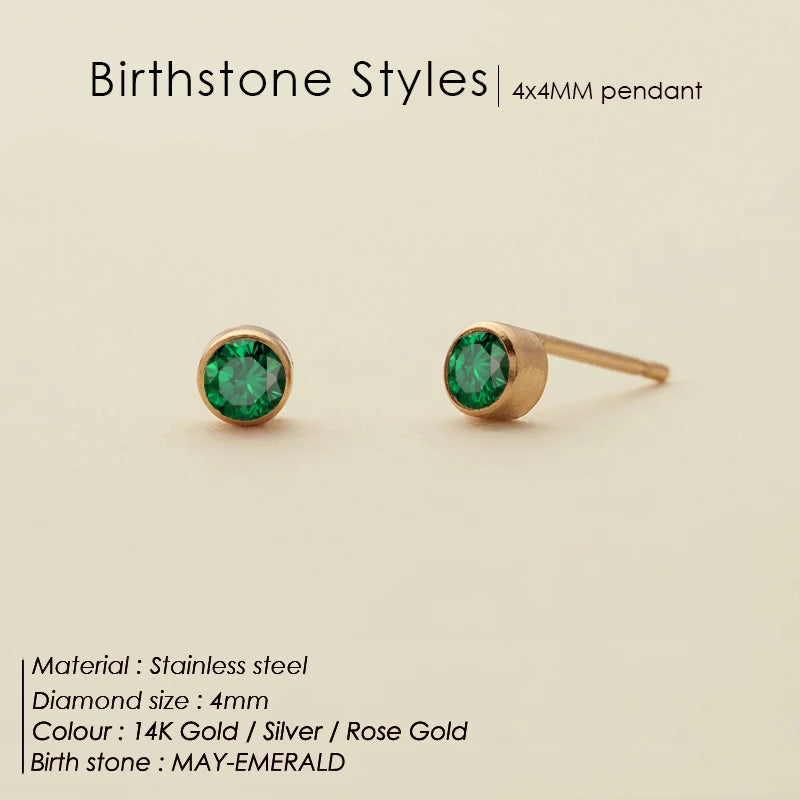 316L Edelstahl Geburtsstein Ohrstecker Piercingpistole Goldfarbene Push-Back Ohrringe Piercing Sicher für Baby und Frauen Geschenk Schmuck