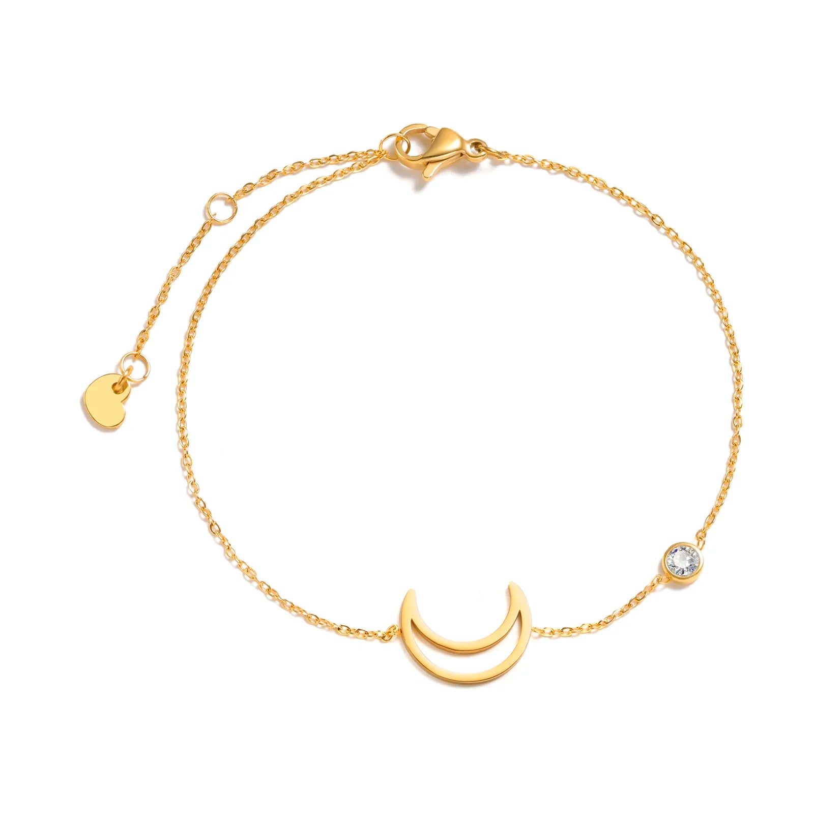 Geburtsstein Zirkonia dünnes Kettenarmband Kreuz Edelstahl Damen verstellbares geschichtetes Armband