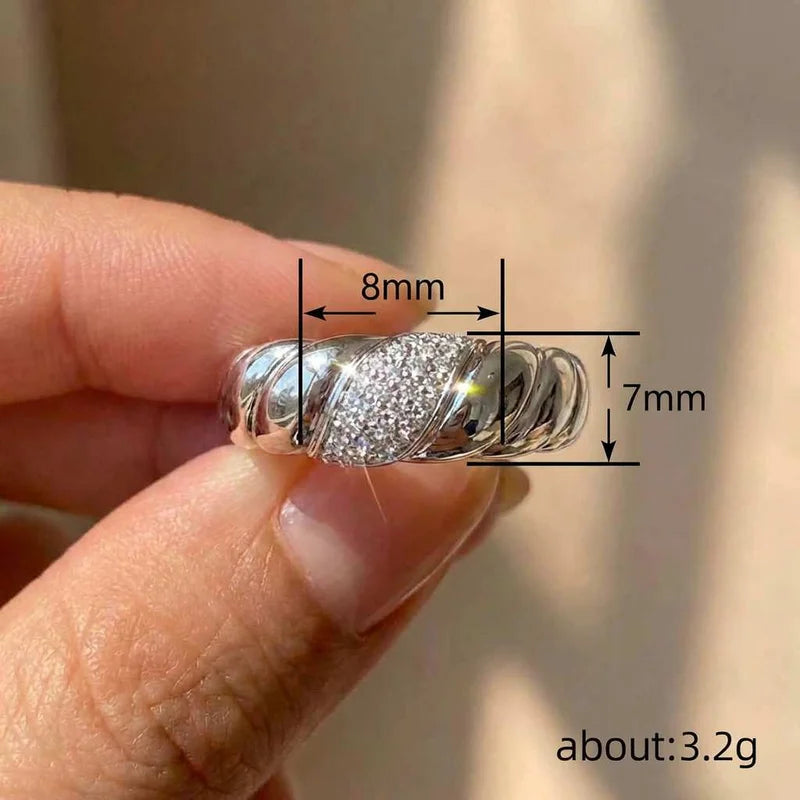 925er Sterlingsilber Mode Damenringe Luxus Gepflastert Kristall Zirkonia Hip Hop Mädchen Fingerringe Vielseitiger Edelschmuck