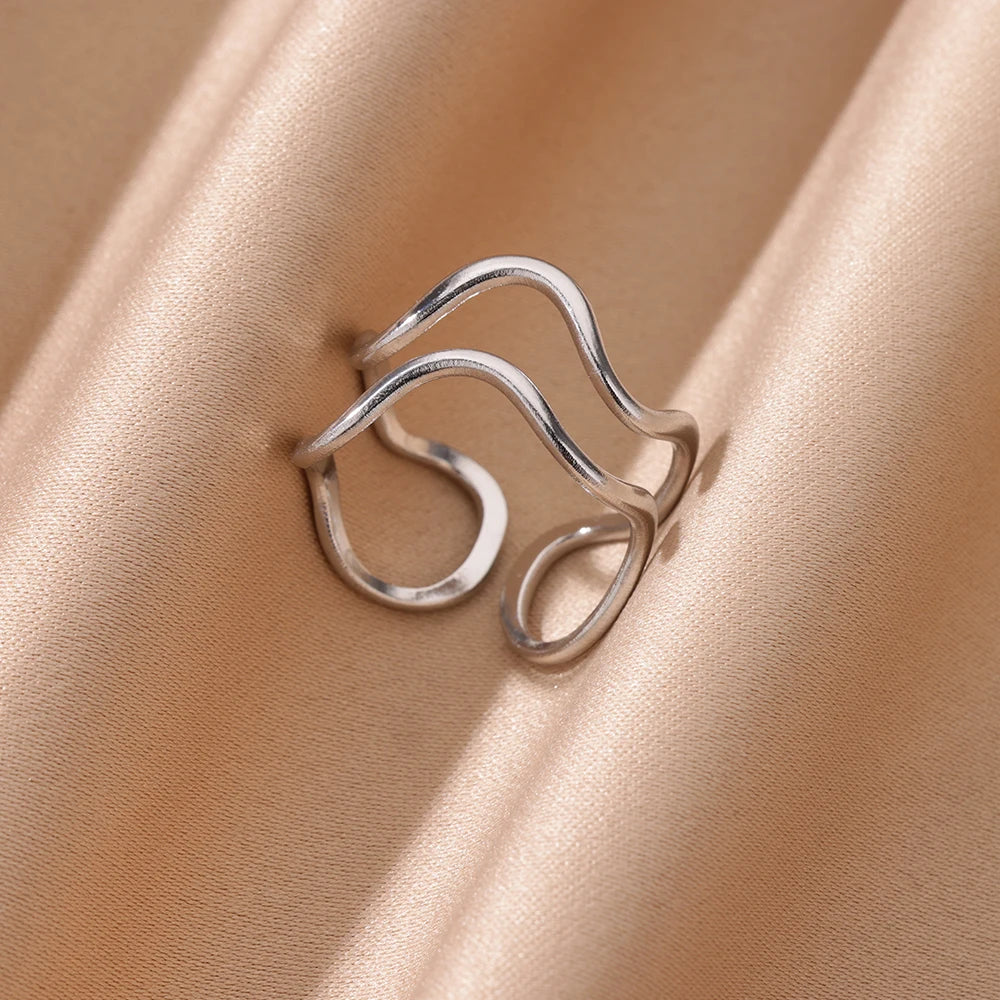 Minimalistische offene Ringe aus Edelstahl für Damen, goldfarben, Hochzeitsästhetik, Designer-Schmuck-Accessoires, BFF-Anillo