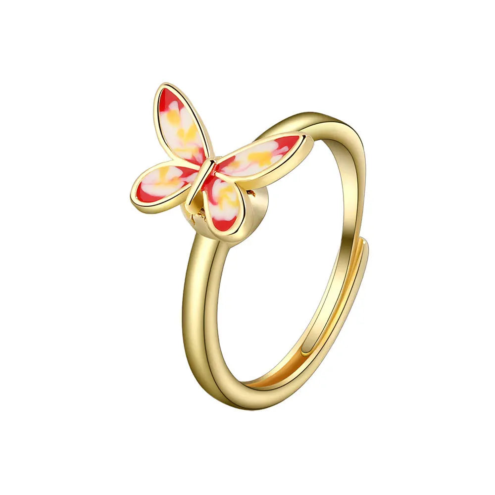 SMJEL Fidget Spinner Ring Anxiety for Women Multiple Crystal Flower Eye Butterfly Animal Ring Rotate Anti Stress Wedding Jewerly