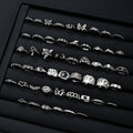 51tlg. Gothic Punk Ring Set für Damen Herren Mode Schmetterling Herz Schlange Design Match Ring Alltag Halloween Schmuck Geschenke Neu