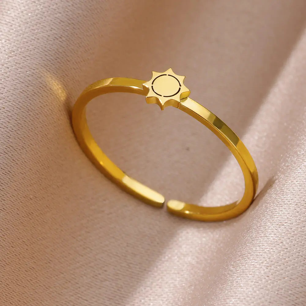 Edelstahl kleine Herzringe für Frauen Vintage Gold Farbe Kreuz Öffnung Geometrischer Ring Mode Hochzeit Schmuck Geschenk 2024