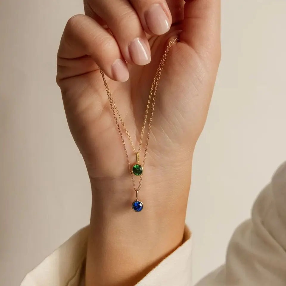 Birthstone Necklace for Woman Stainless Steel 12 Constellation DIY Colourful Zirconia Pendat Birthday Gift Jewelry Wholesale