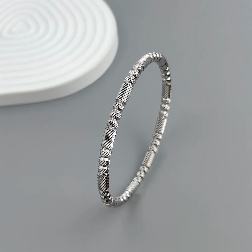 Neues Edelstahlkugelperlenarmband vergoldet, klassisches O-förmiges Silberarmband für Damen, Hochzeitsschmuck