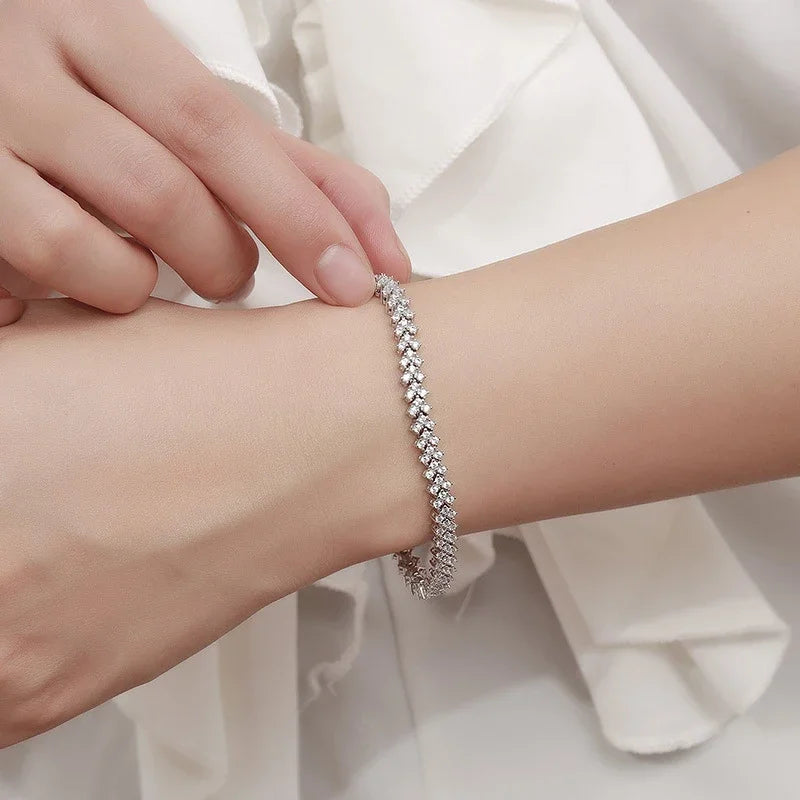 NeeTim Moissanite Tennisarmband 925 Sterling Silber Labor Diamant Armbänder mit Weißgold plattiert Edler Schmuck für Damen