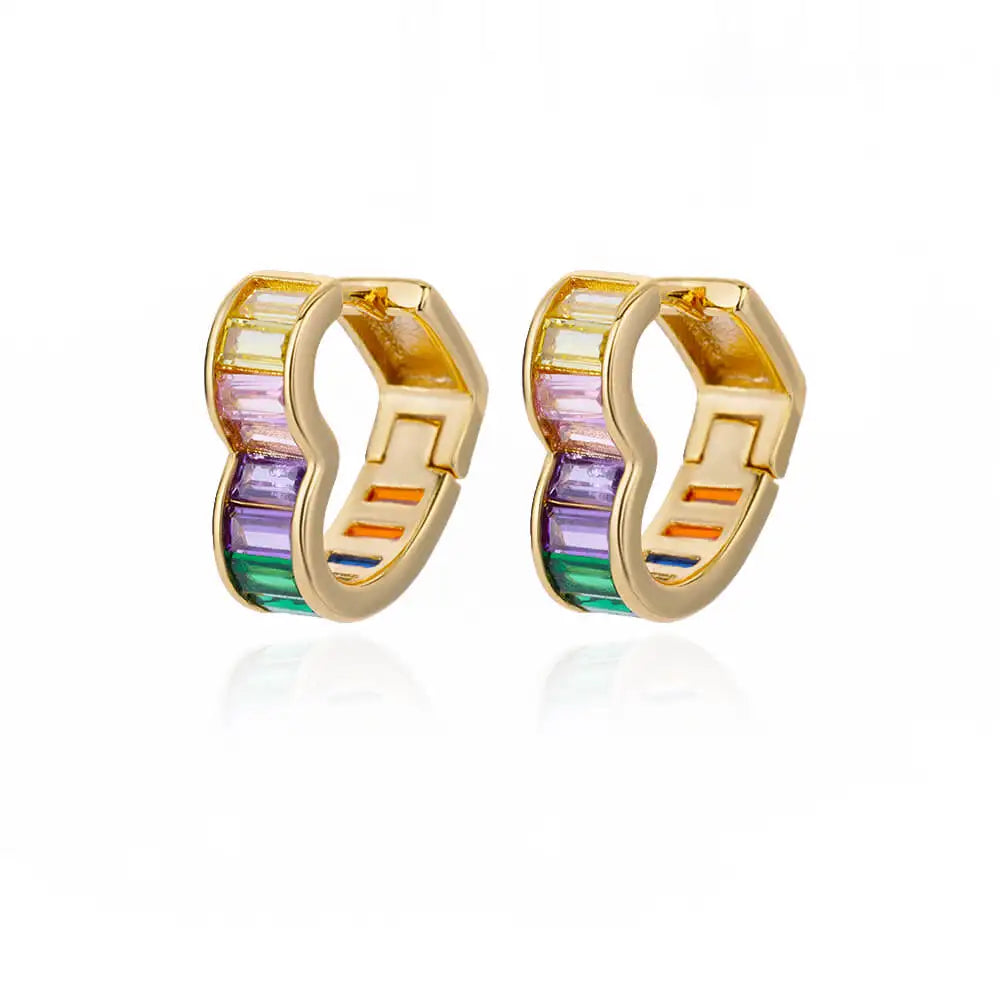 Regenbogen Zirkon Ohrringe für Damen Edelstahl Creolen 2024 Neu Trend Luxus Ästhetik Accessoires Schmuck Aretes Mujer