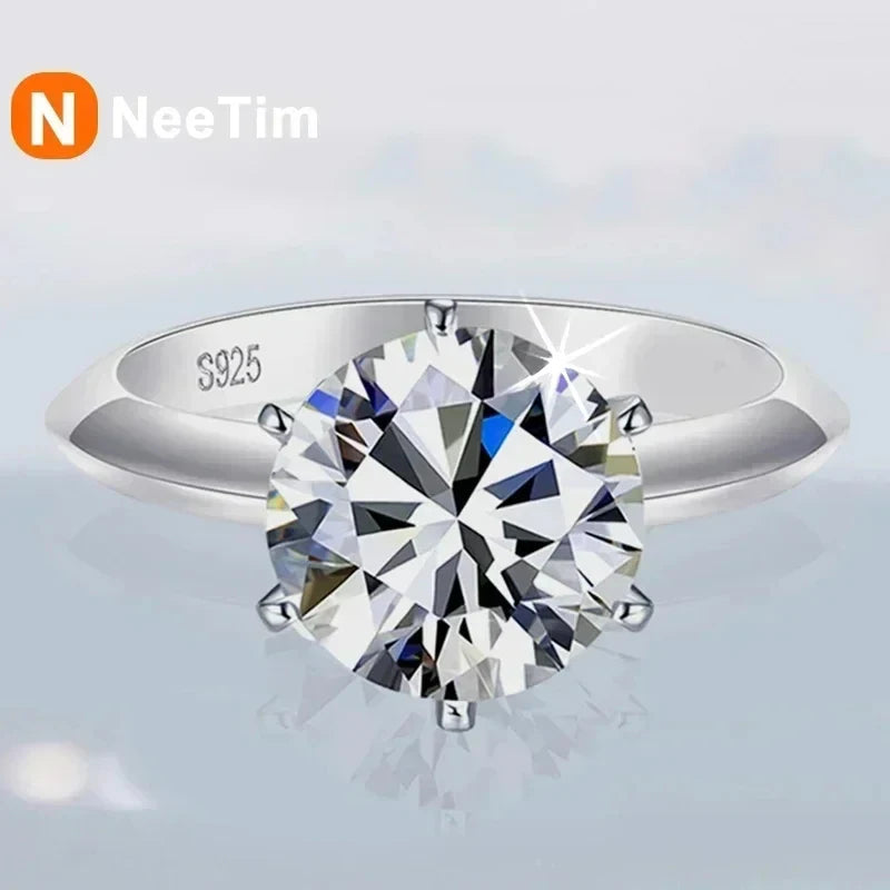 NeeTim 0,5-5ct Moissanit Ring für Frauen 925 Sterling Silber mit Weißgold überzogen Labor-Diamant Verlobung Ehering Schmuck