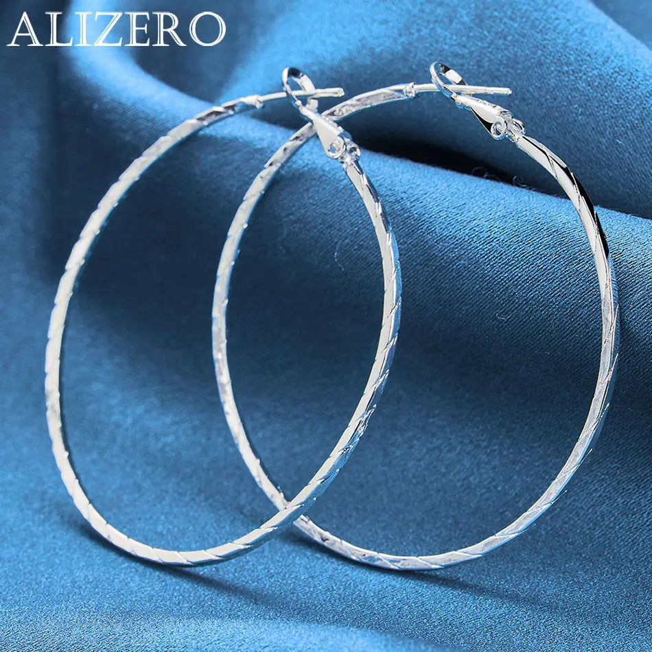 ALIZERO 925 Sterling Silber Ohrringe Einfache runde Kreolen Ohrringe für Frauen Mode Hochzeit Verlobung Charm Schmuck Geschenke