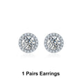 NeeTim 1ct D Color VVS1 Moissanite Jewelry Set 925 Silver with White Gold Plated Pendant Necklace Stud Earrings Sets for Women