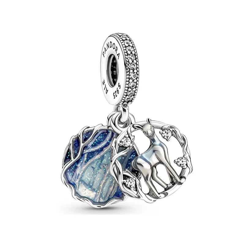 Europäische Sommer Blaue Serie Schildkrötenblumen-Anhänger Passend für S925 Europäisches 925 Sterling Silber Armband Armreifen Halskette