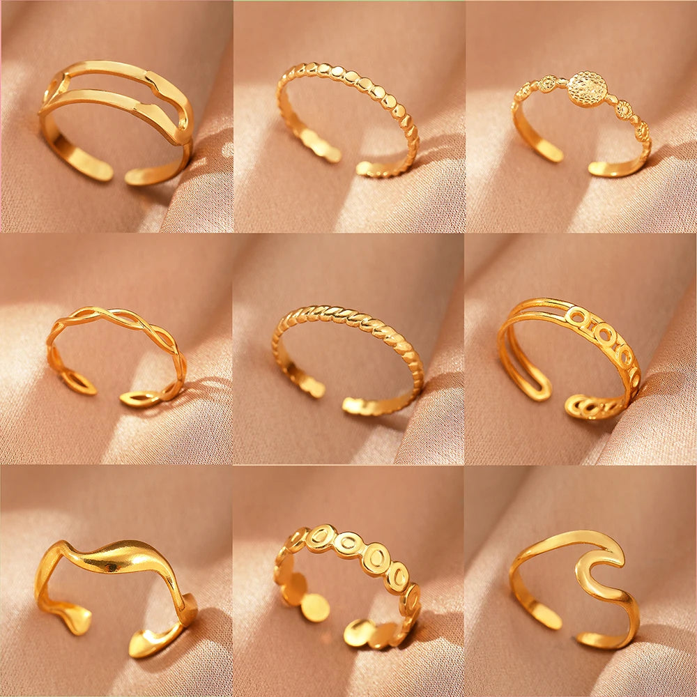 Edelstahlringe Schlichter Geometrischer Modeschmuck Vintage Fein Verstellbare Offene Ringe Für Frauen Schmuck Hochzeiten Geschenke Neu Trendy