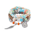 Boho Lebensbaum-Armband-Set für Frauen, modische Quasten, Charms, Holzperlen, elastische Kette, Armreif, trendiger Party-Schmuck für Mädchen