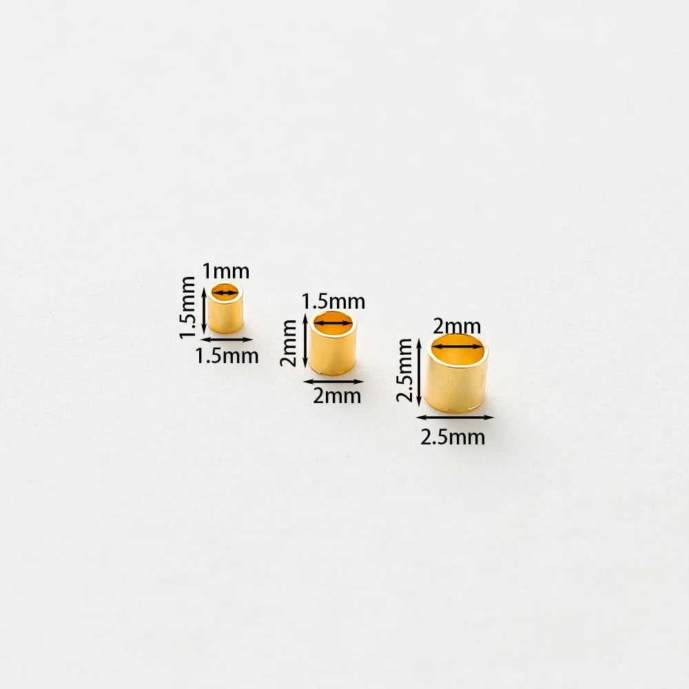 100 Stück/Los 1,5/2/2,5 mm 14K/18K Vergoldete Messing-Positionierungsperlen für DIY Armband Halskette Schmuckherstellungszubehör