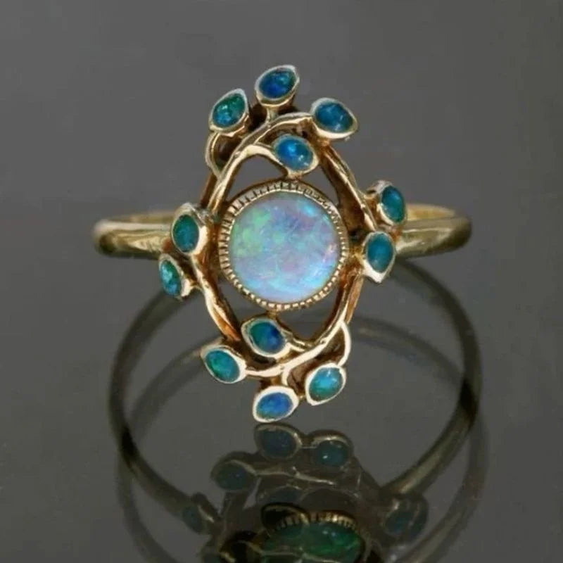 Geometric Fashion Gold Color Inlay Colorful Zircon Rings For Women Party Accessories Gifts Custom Jewelry