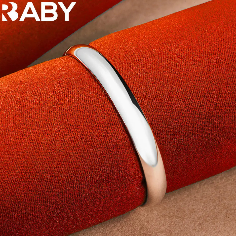 URBABY 925 Sterling Silver Design Round Bangle For Women Creativity Gifts Street All-match Party And Daily Wear