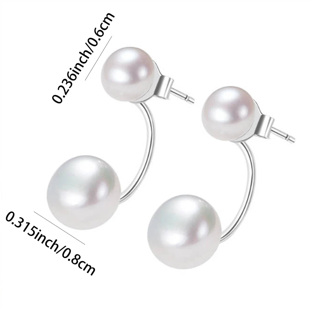 Pendientes de perlas pequeñas S925 de plata casi redondas, elegancia sutil, adornos versátiles para la oreja