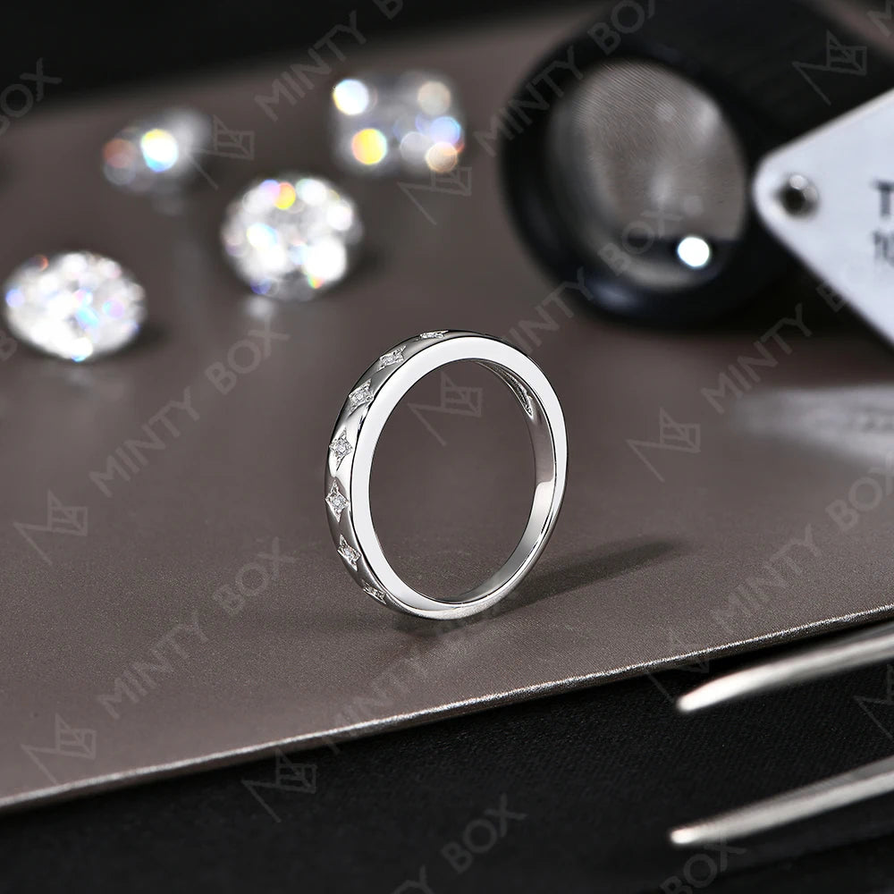 MINTYBOX Sterne S925 Silber Moissanit Eheringe für Damen Labor Diamant Verlobungsring 18K vergoldeter Feinschmuck