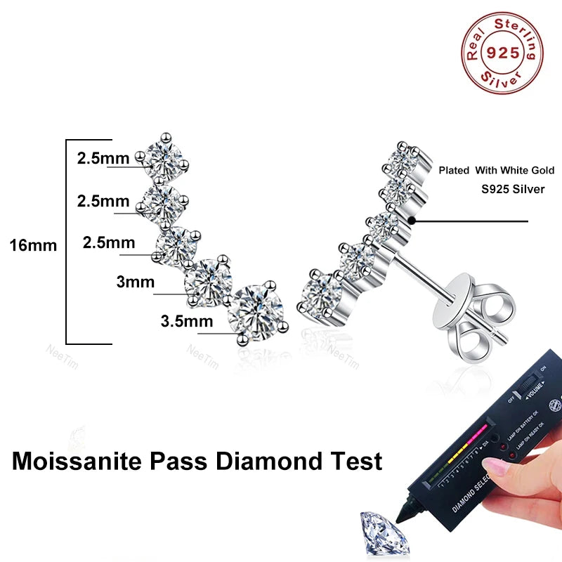 NeeTim 1.16cttw Ohrstecker mit Voll-Moissanit für Damen, Edelsteine, Labor-Diamant-Ohrstecker, 925 Sterling Silber, edler Schmuck