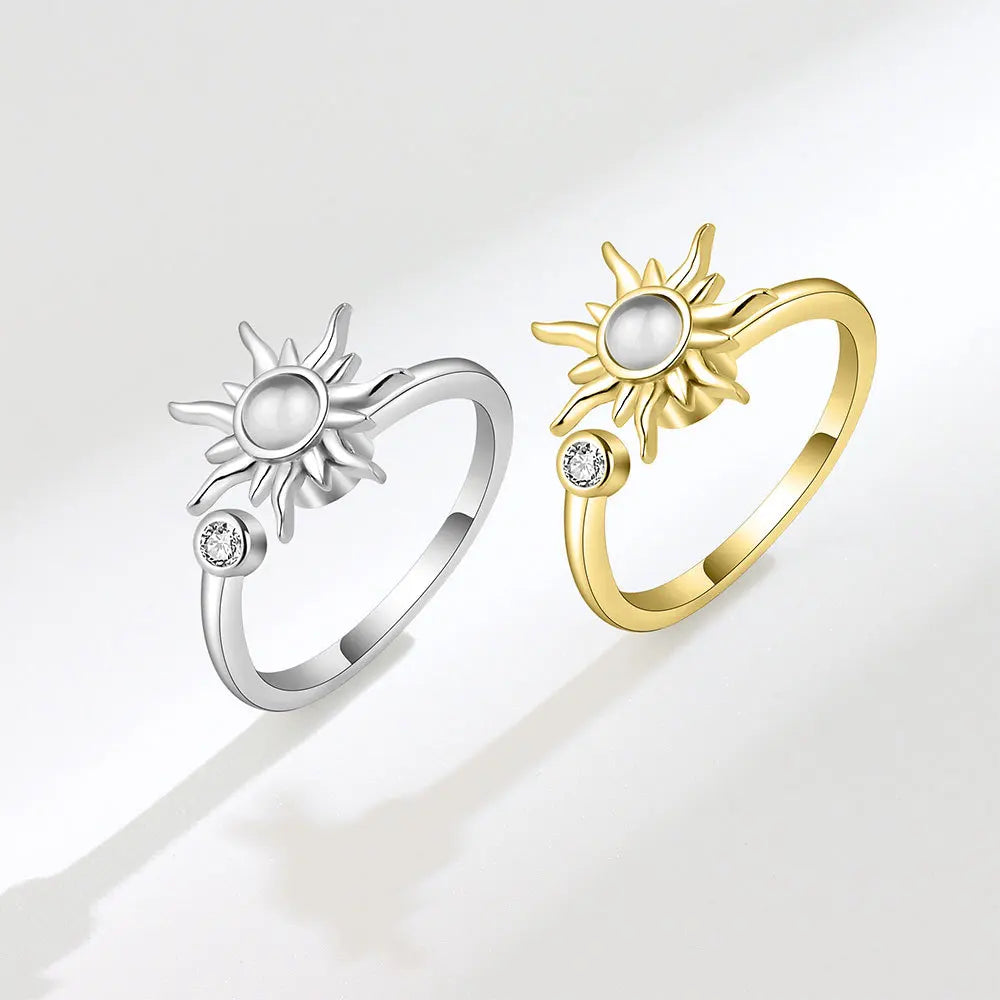 Sonnenblumen Kristall Angstlinderung Spinn Fidget Ring Für Mädchen Frei Drehbar Metall Kupfer Knöchelring Damen Schmuck Geschenke