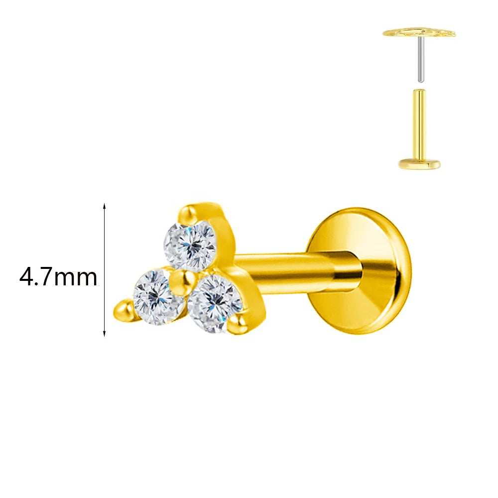 ASTM F136 G23 Titan Hasenohren Piercing Ohrstecker Push-In Threadless Labret 16/18/20G Knorpel Körperschmuck