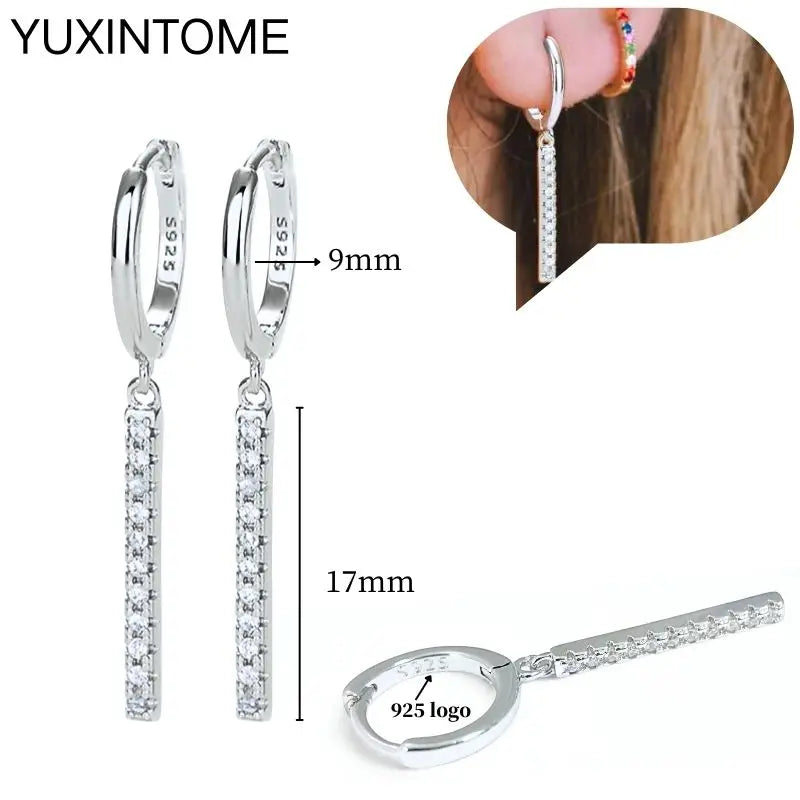925 Sterling Silber Ohrnadel Mode Creolen Weiße Kristall Luxus Damen Silberohrringe Hochzeit Damenschmuck Geschenk