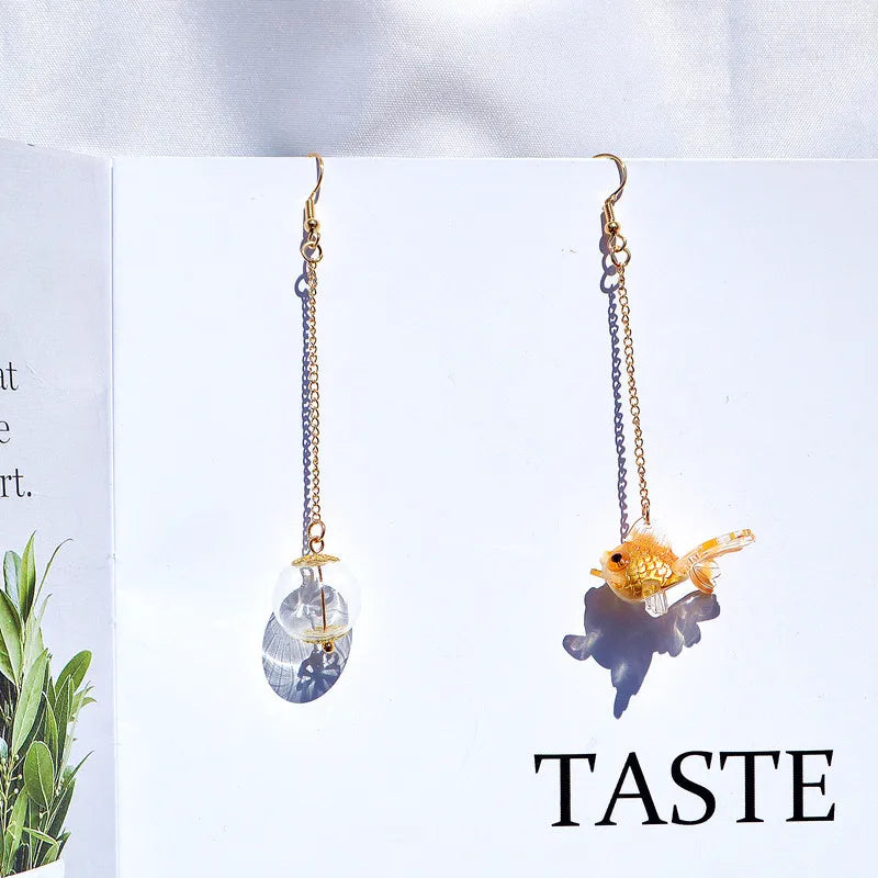 Kreativer Goldfisch Ohrring Einzigartiger transparenter Goldfisch Anhänger Ohrring Süße Koi-Fisch Ohrhänger Personalisierter Schmuck Großhandel