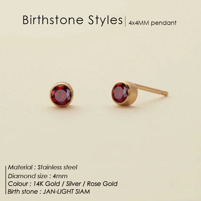 316L Edelstahl Geburtsstein Ohrstecker Piercingpistole Goldfarbene Push-Back Ohrringe Piercing Sicher für Baby und Frauen Geschenk Schmuck