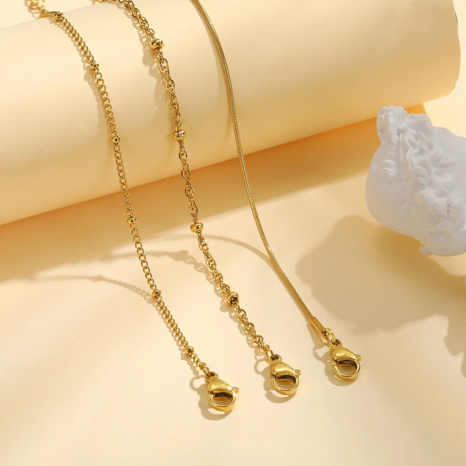 Dünnes Gliederarmband für Damen, Edelstahl 18K vergoldet, wasserdichter Schmuck