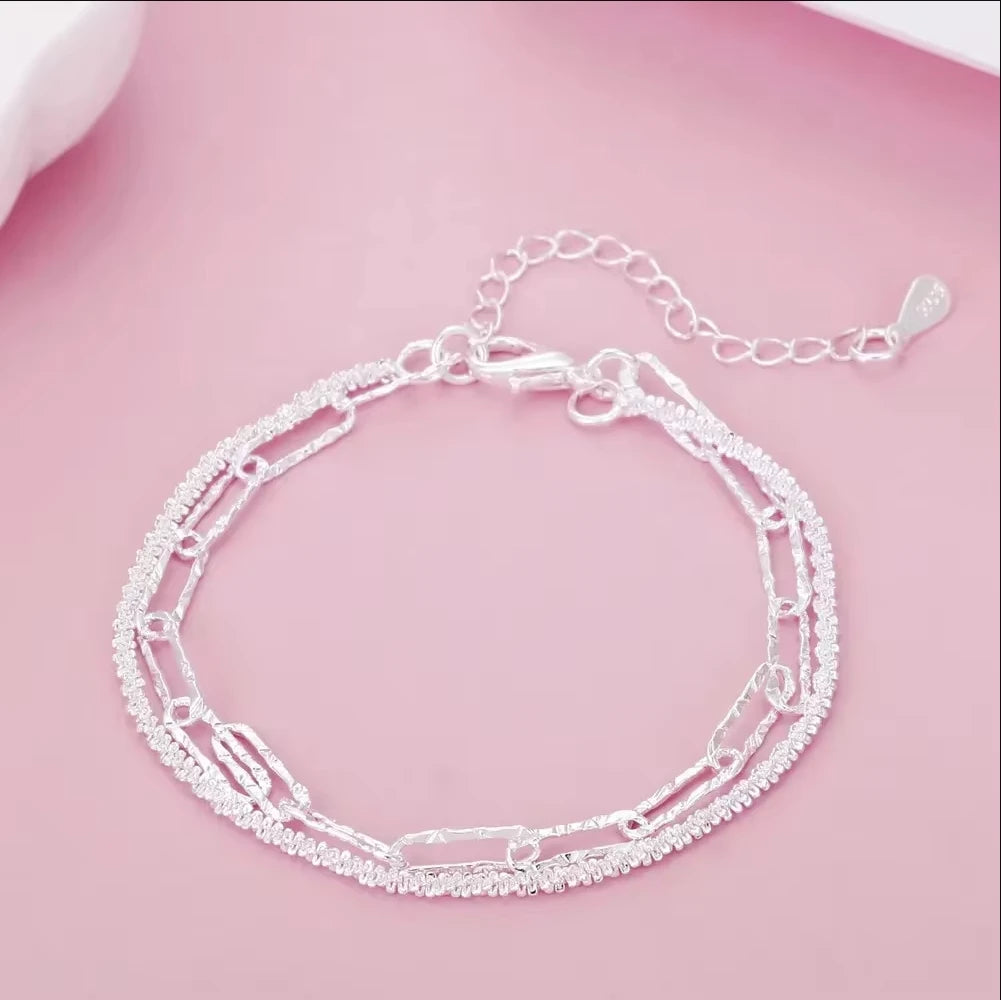925 Sterling Silber Herzförmiges Armband für Damen Retro Koreanisch Vielseitig Blau Kristall Charm Armbänder Original Partyschmuck