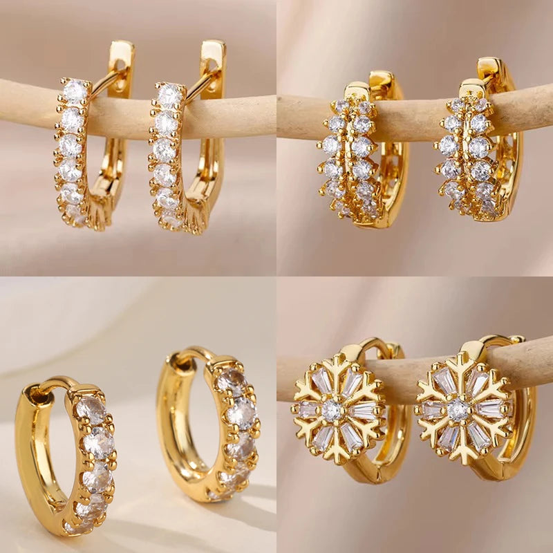 Zirkonia U-förmige Ohrstecker für Frauen, Edelstahl, geometrische Ohrringe, Schmuck, Hochzeits-/Geburtstagsgeschenk