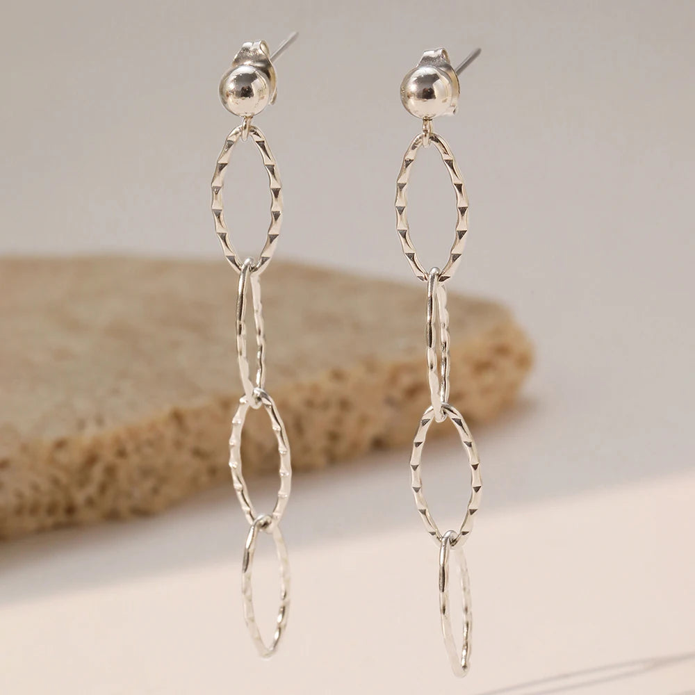 Edelstahl-Ohrringe Persönlichkeit Unregelmäßiger Kreis Lang Mode Schlichtheit High-End-Anmut Baummförmige Ohrringe für Frauen Schmuck