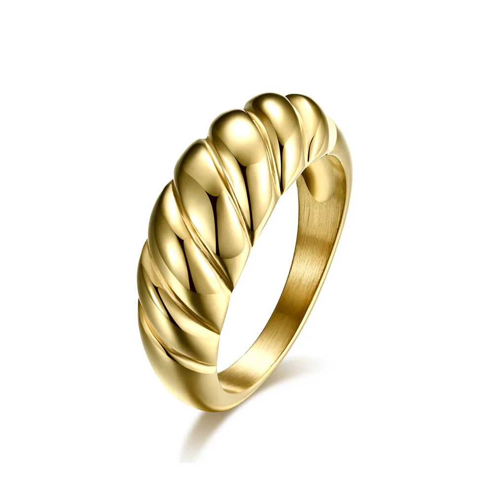 Edelstahl Twist Brot Design Ring Ehering für Herren Damen Größe 4-12